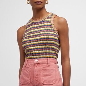 VERONICA BEARD Jerrel Knit Tank Top In Stripe Size XS